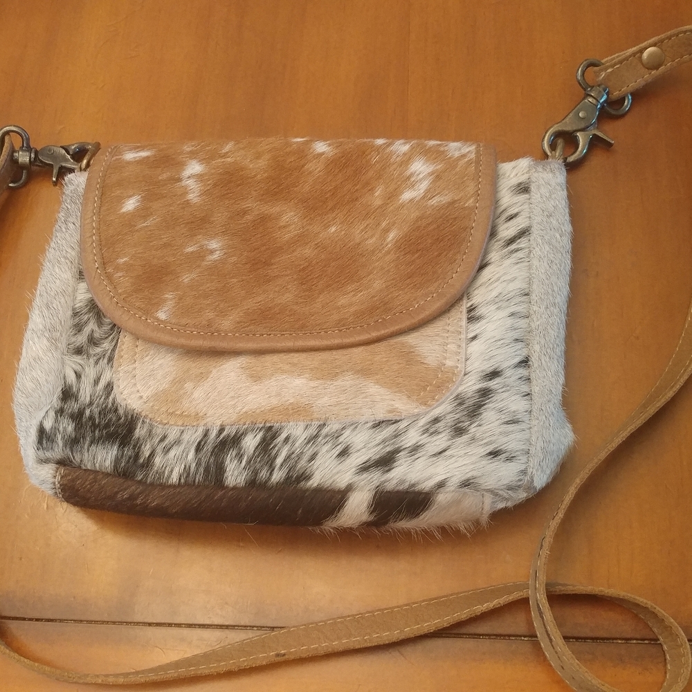 Myra cow hide purse